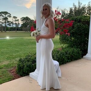 Lulus, size L, white/off white long dress.  Worn once.